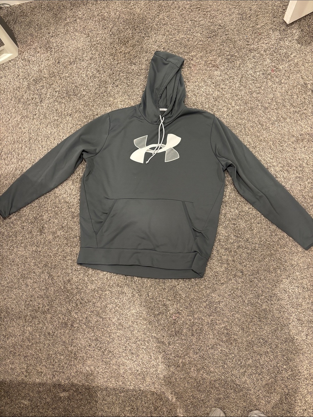 Under Armour Men's Dark Gray Pullover Hoodie with White Logo